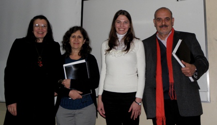 Charito con sus jurados de tesis: Dr. Cristina Abello, Ing. Laura Cornaglia  y Dr. Miguel Laborde